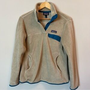 Patagonia Women's Re-Tool Snap-T Fleece Pullover Size Medium Cream/Teal